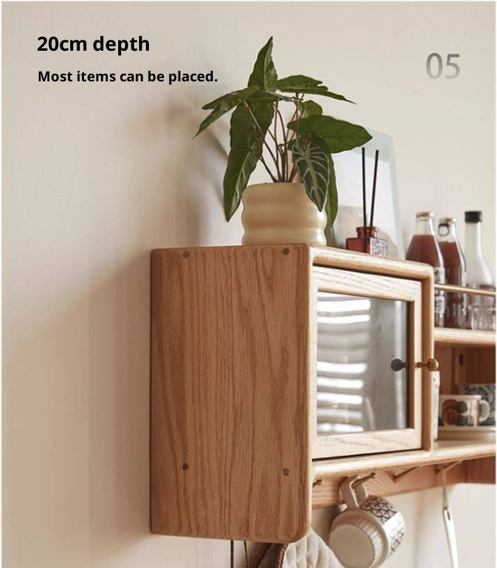 Oak Solid Wood Wall-Mounted Modern Cabinet