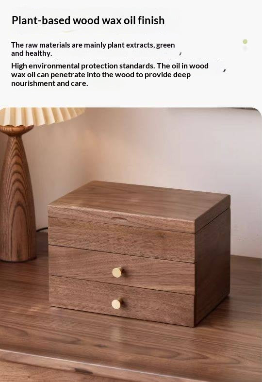 Black Walnut Solid Wood Jewelry Box with Large Capacity for Earrings and Necklaces