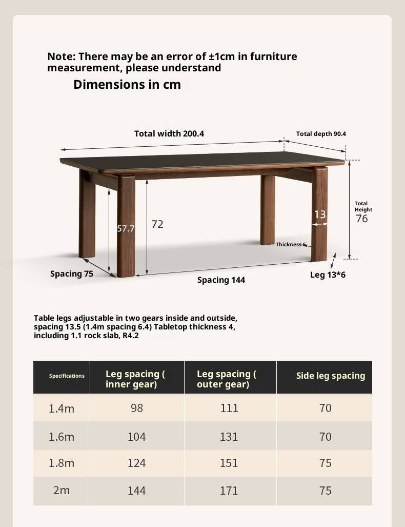 Black Walnut Solid Wood Dining Table Light Luxury Style