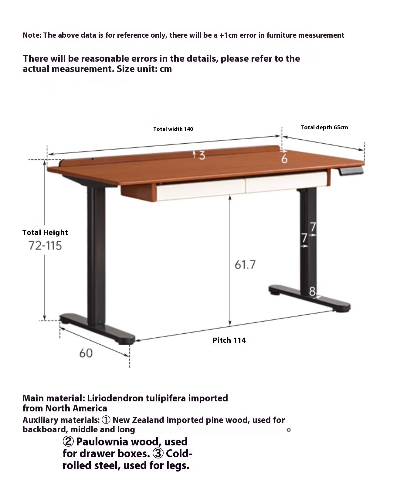 Poplar Solid Wood Antique Style Office Desk With Electric Lift.