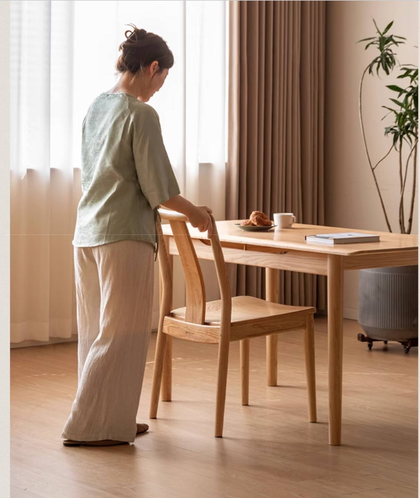 Set 4 pcs Oak Solid Wood New Chinese Style Dining Chair