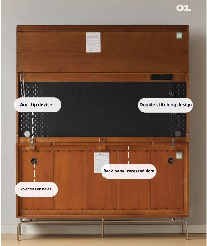 Poplar Solid Wood Style Retro Sideboard