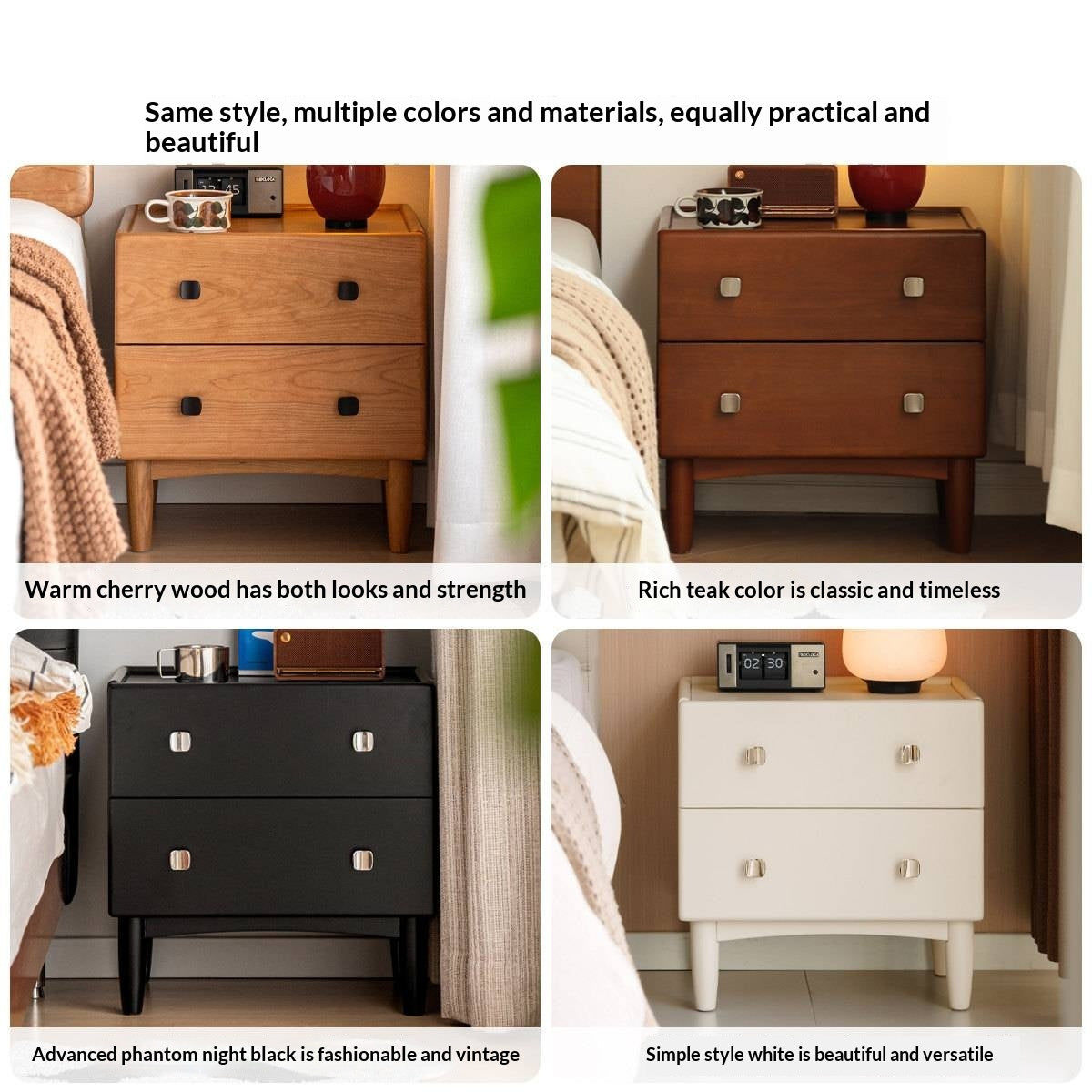 Oak Solid Wood Modern Minimalist Nightstand