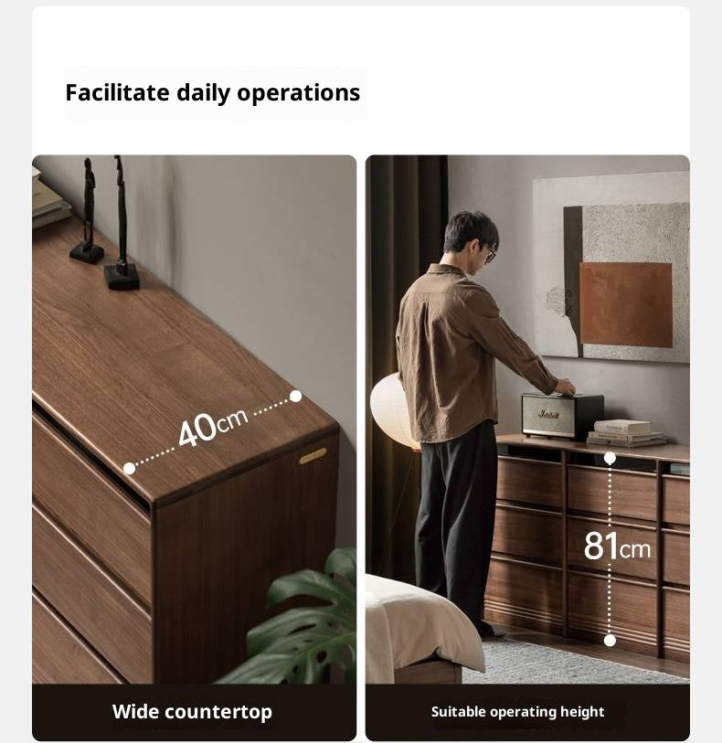 Black Walnut Solid Wood Nine-Drawer Chest