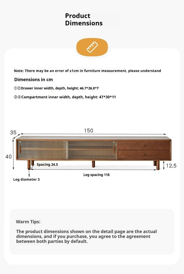 Beech Solid Wood Large TV Cabinet.