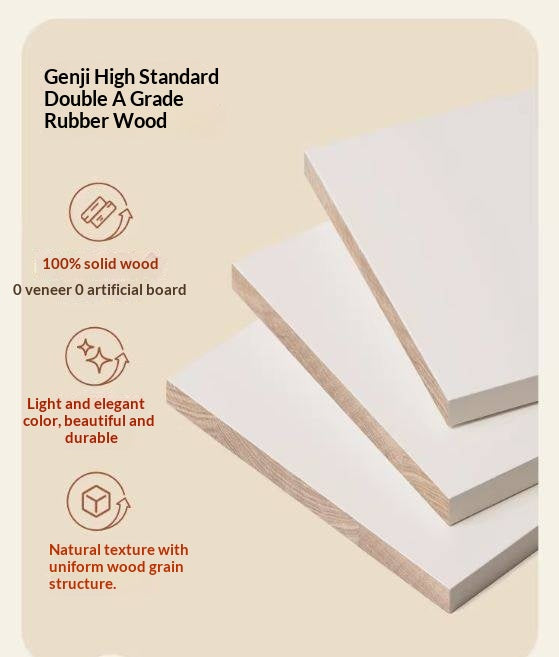 Solid Rubberwood Cream Style Narrow Nightstand