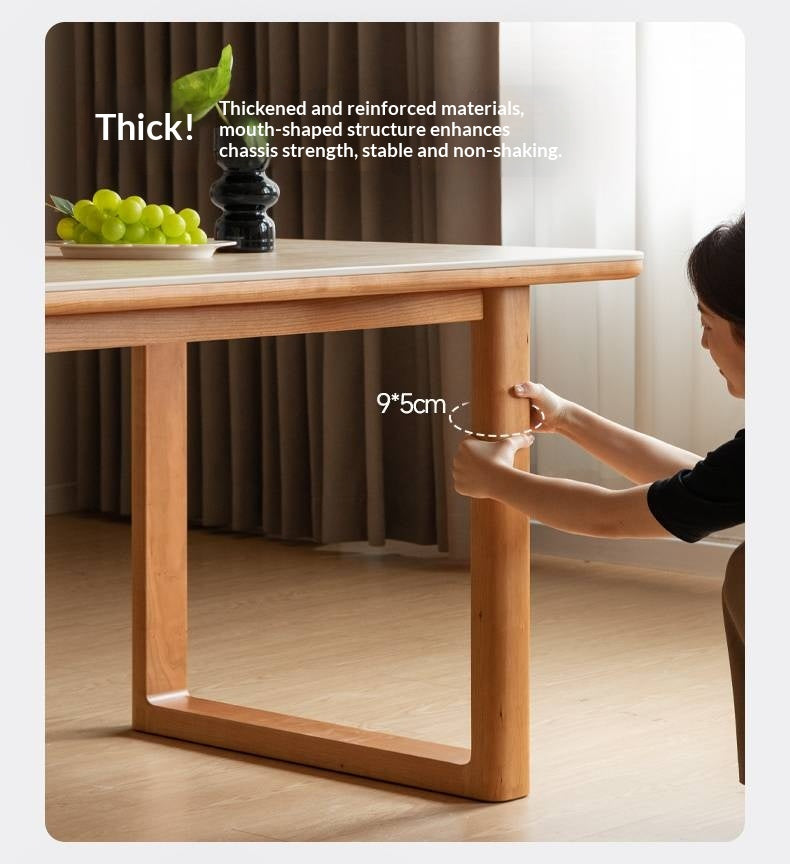 Cherry Solid Wood Retro Rock Board Dining Table