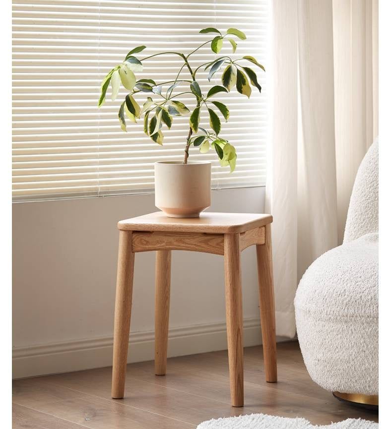 4 pcs -Oak Solid Wood Square Stool