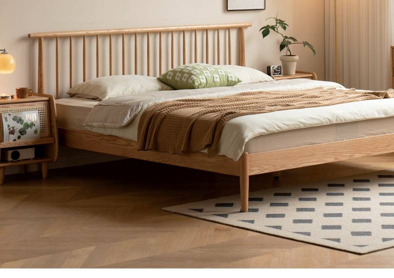Rubberwood, Oak solid wood Soft Bed