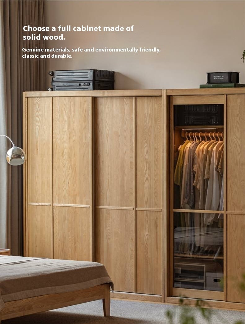 Ash Solid Wood Modern Wardrobe With Sliding Doors
