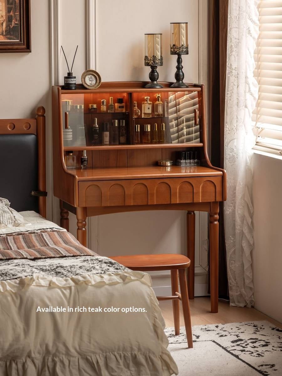 Black Walnut Solid Wood French Retro Multifunctional Vanity Table