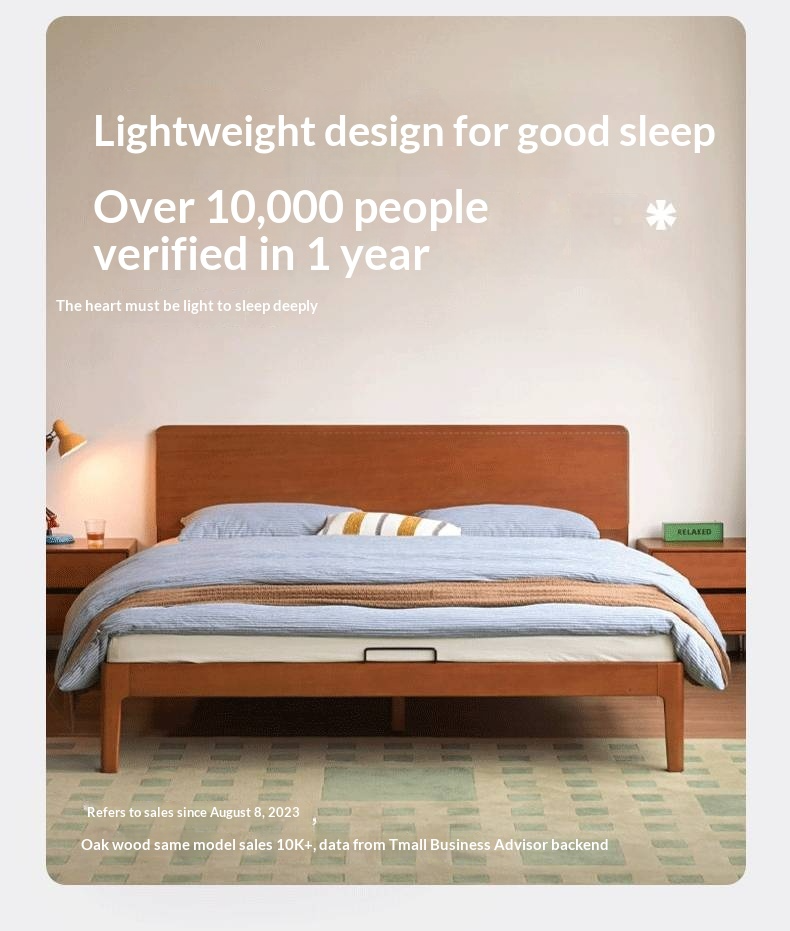 Poplar Solid Wood Bed — Retro Edge Vintage Slab Bed