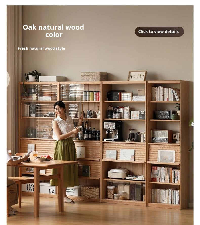 Oak Solid Wood Dustproof Bookcase