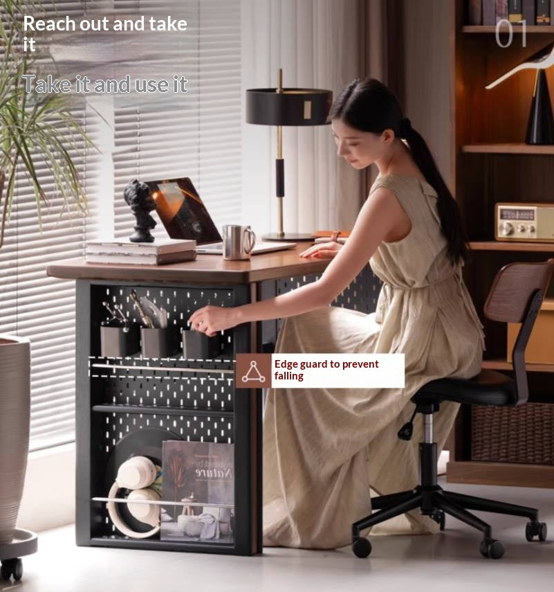 Black Walnut, Solid Longan Hardwood Solid Wood Italian Light Luxury Computer Desk