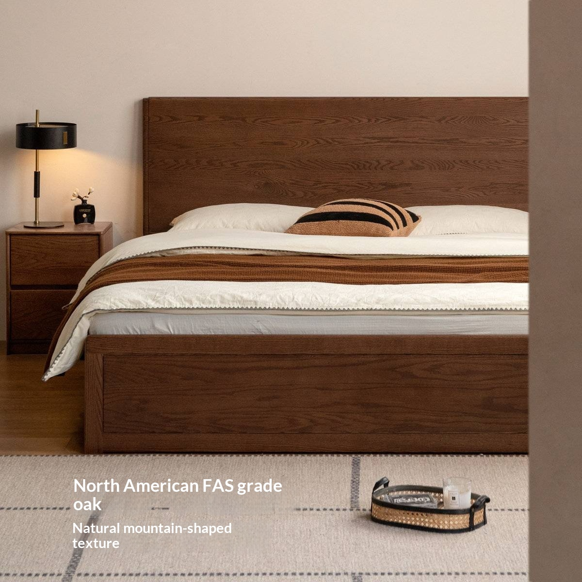 Oak Solid Wood Box Bed — Modern Minimalist Design