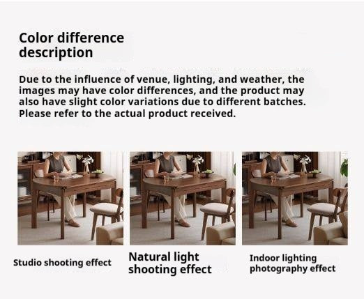 Black Walnut Solid Wood Retractable Round Dining Table