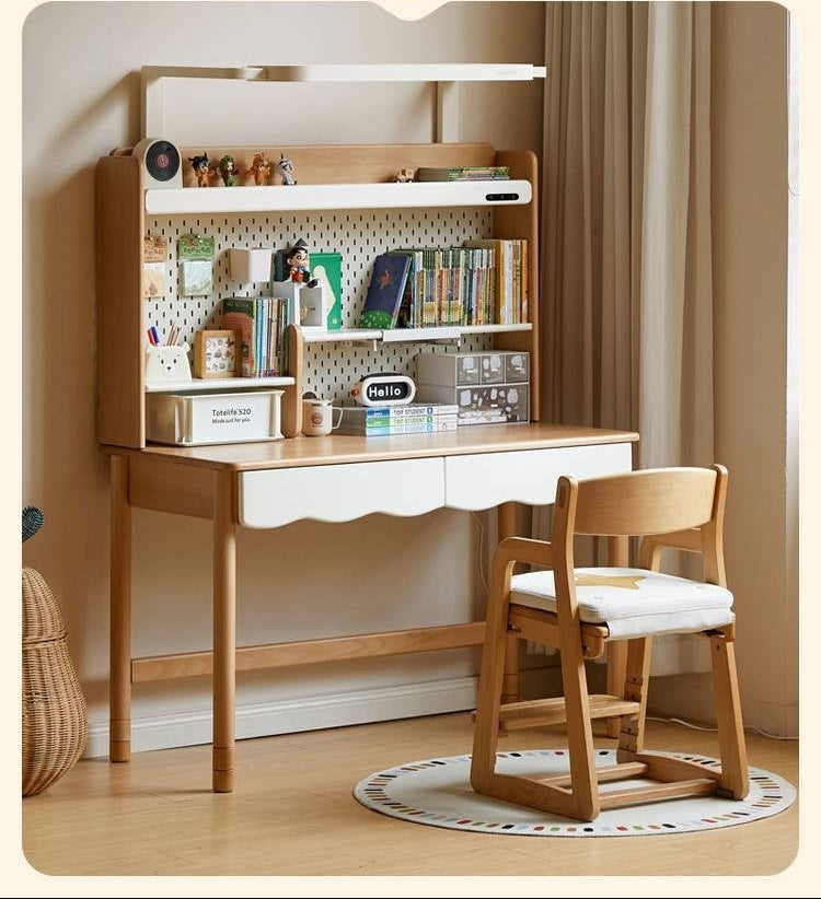 Beech Solid Wood Children's Adjustable Writing Desk