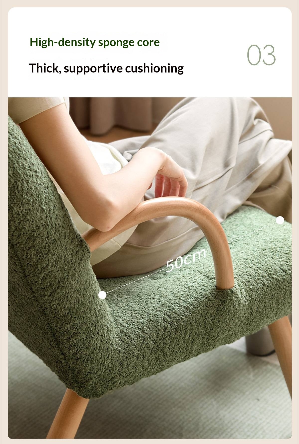 Beech Solid Wood Modern Soft Bouclé Accent Chair