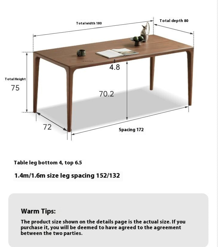 Black Walnut Solid Wood Rectangular Dining Table