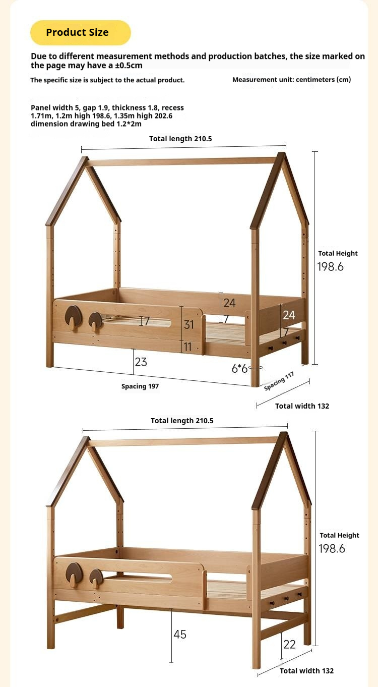 Beech Solid Wood Children's Loft Bed with Table Under Bed