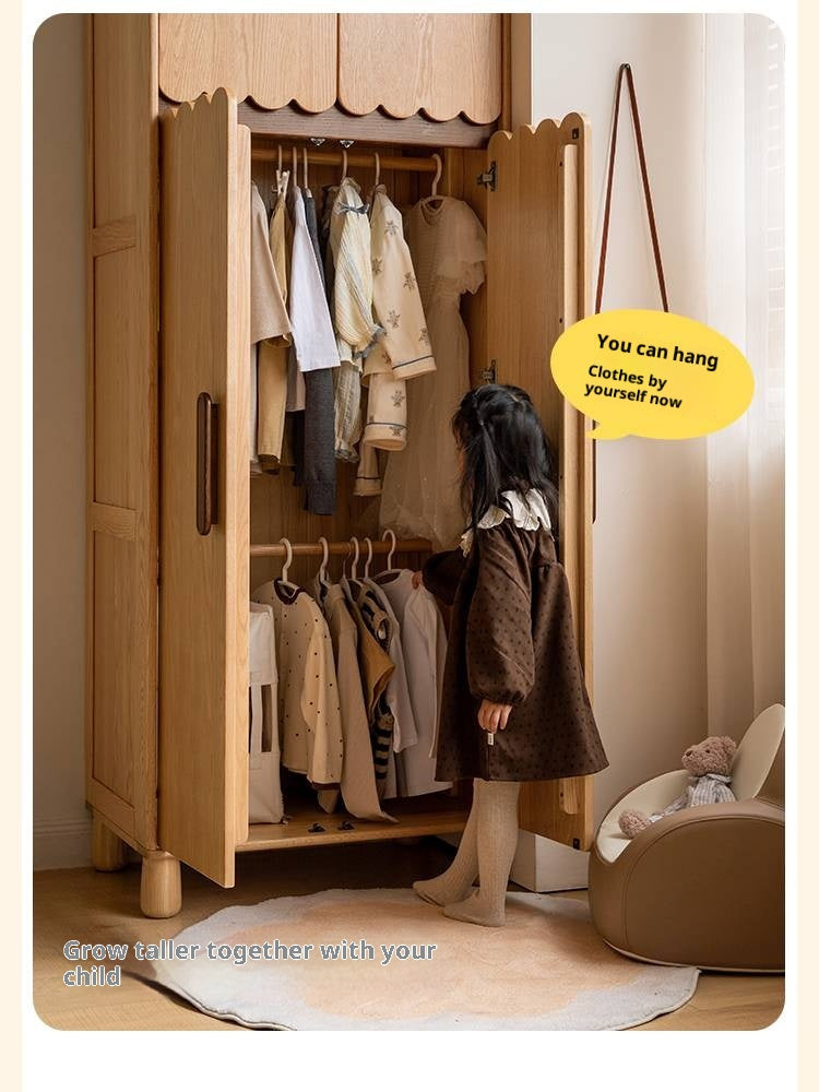 Oak Solid Wood Original Wood Style Children's Wardrobe