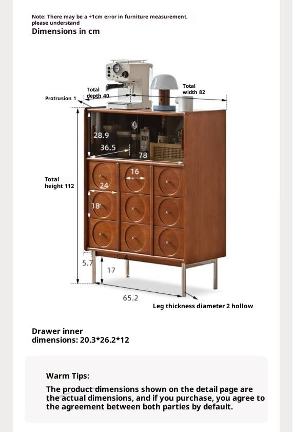 Poplar Solid Wood Middle-Ancient Style Retro Side Cabinet