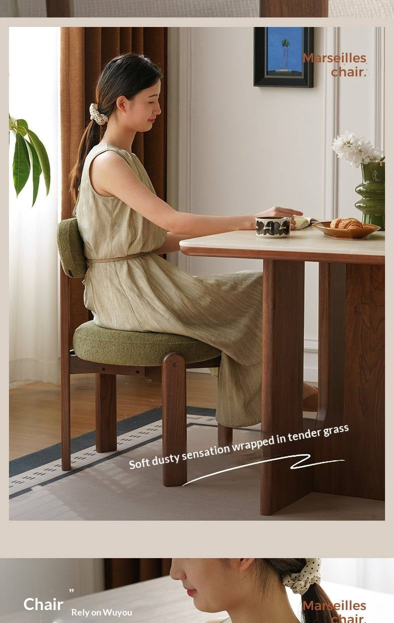 Set 4pcs Black Walnut Solid Wood, Solid Rubberwood Wood Upholstered Dining Chair, Modern Organic