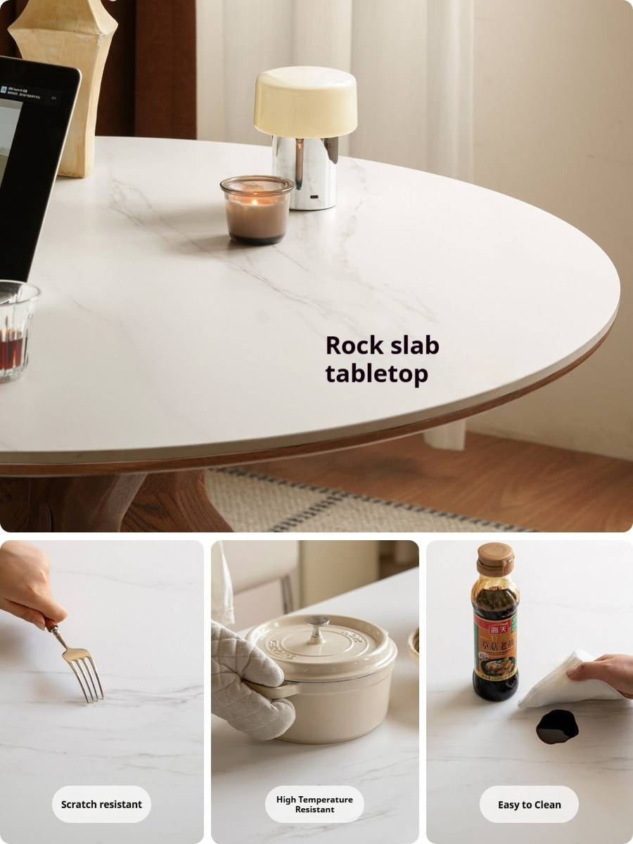 Oak Solid Wood Round Dining Table with Modern Minimalist Design