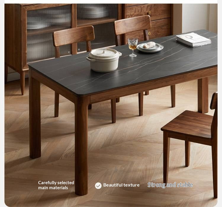 Black Walnut, Sandalwood Solid Wood Rock Slab Dining Table