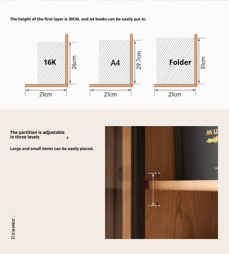 Cherry Solid Wood Bookcase Cabinet Display.