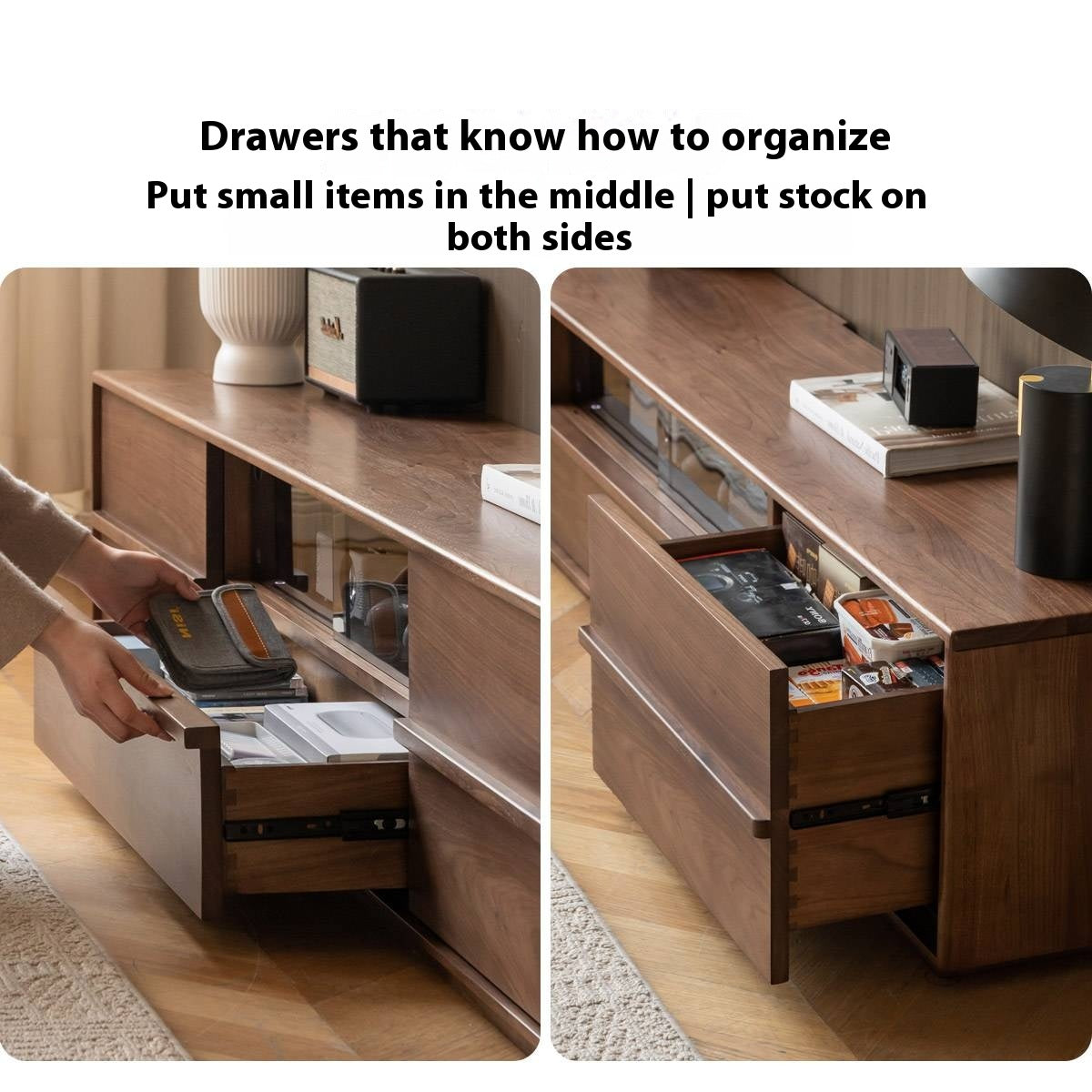 White Oak, Black Walnut Solid Wood TV Stand