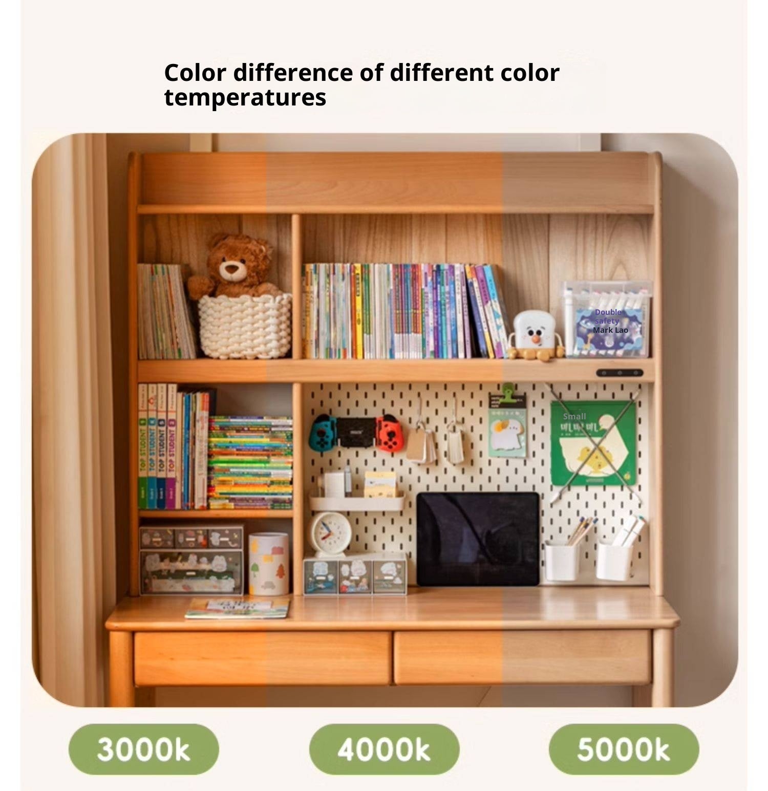 Beech Solid Wood Bookshelf Integrated Сhildren's Learning Desk