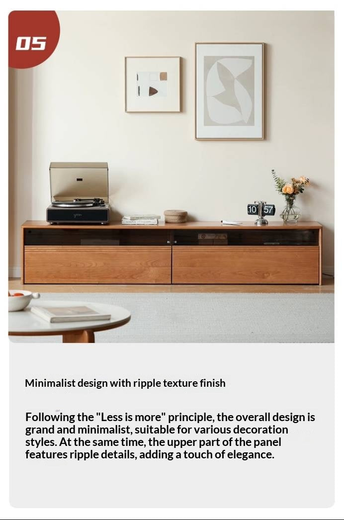 Cherry Solid Wood Floor TV Cabinet