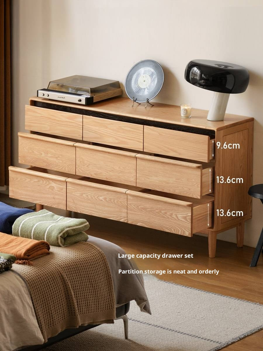 Oak, Ash Solid Wood Modern Storage Drawer Cabinet