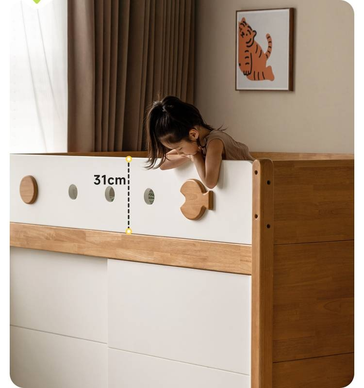 Rubberwood Children's Solid Wood Multifunctional Storage Loft Bed