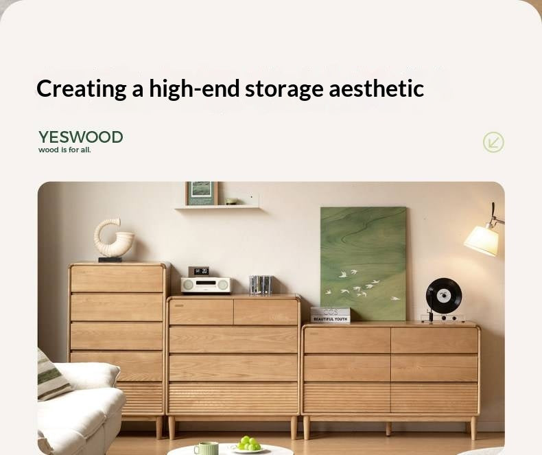 Ash Solid Wood Chest of Drawers with Modern Minimalist Design
