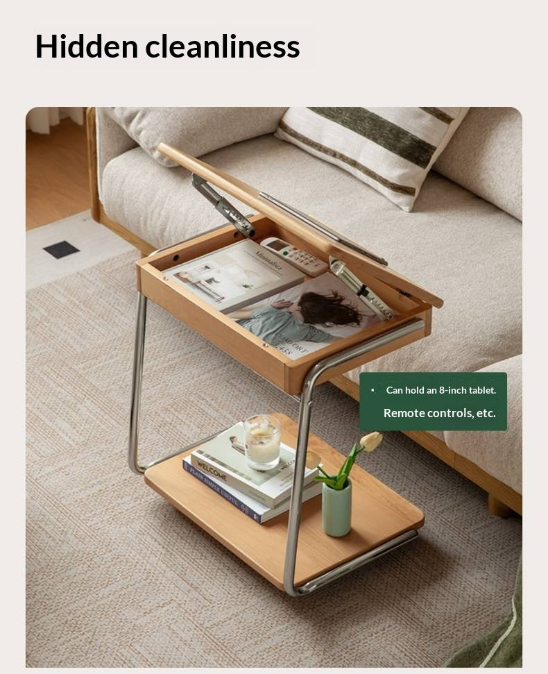 Beech Solid Wood C-Shaped Corner Side Table Modern Minimalist Style