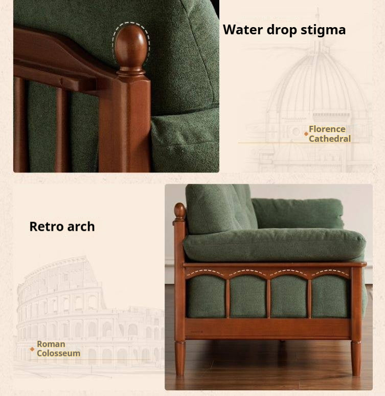Poplar Solid Wood Sofa French Retro