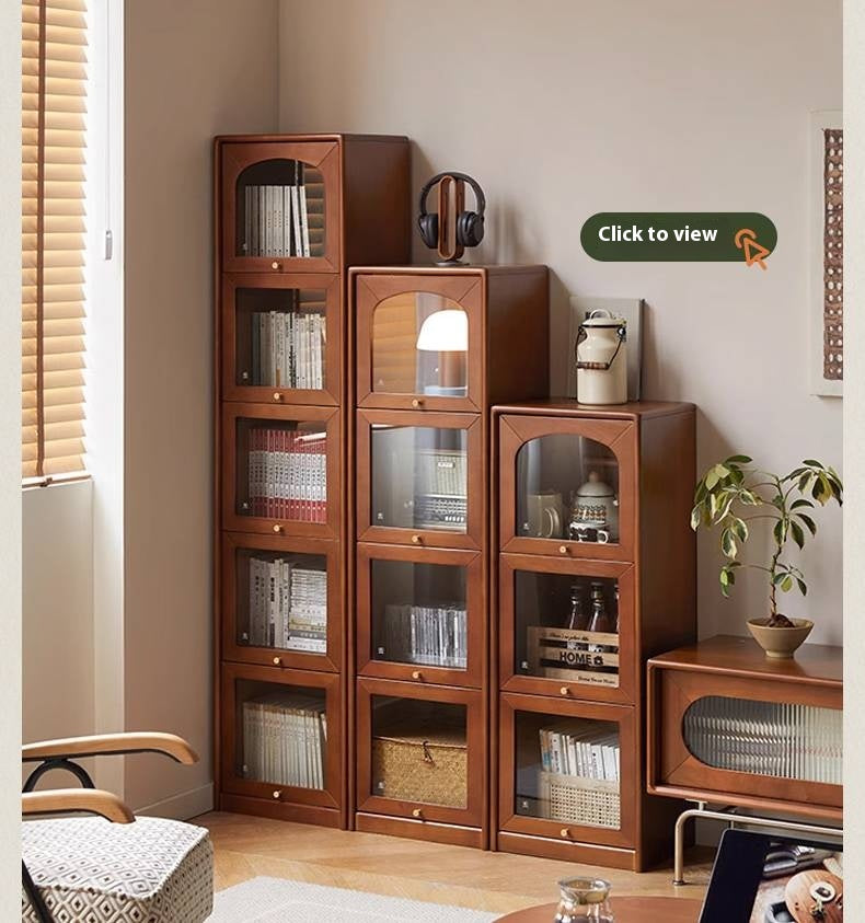 Cherry Solid Wood Ancient Style Floor Bookcase