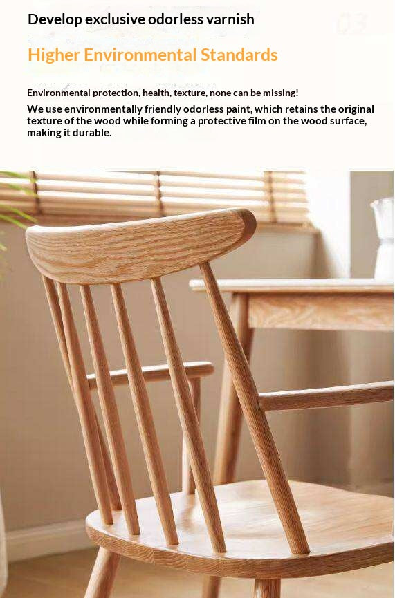 Set 4 pcs Oak Solid Wood Dining Armchair Leisure Chair