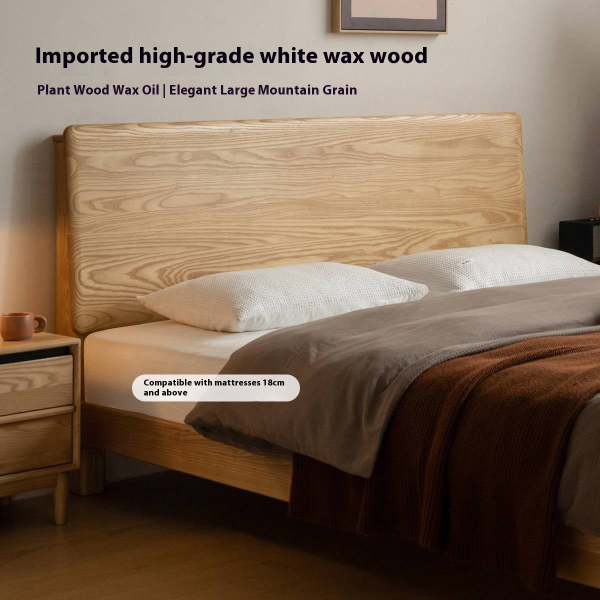 Ash, Beech Solid Wood Modern Simple Luminous Bed