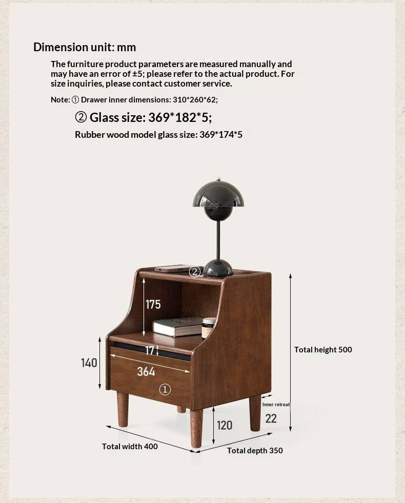 Oak Solid Wood, Solid Rubberwood Nightstand