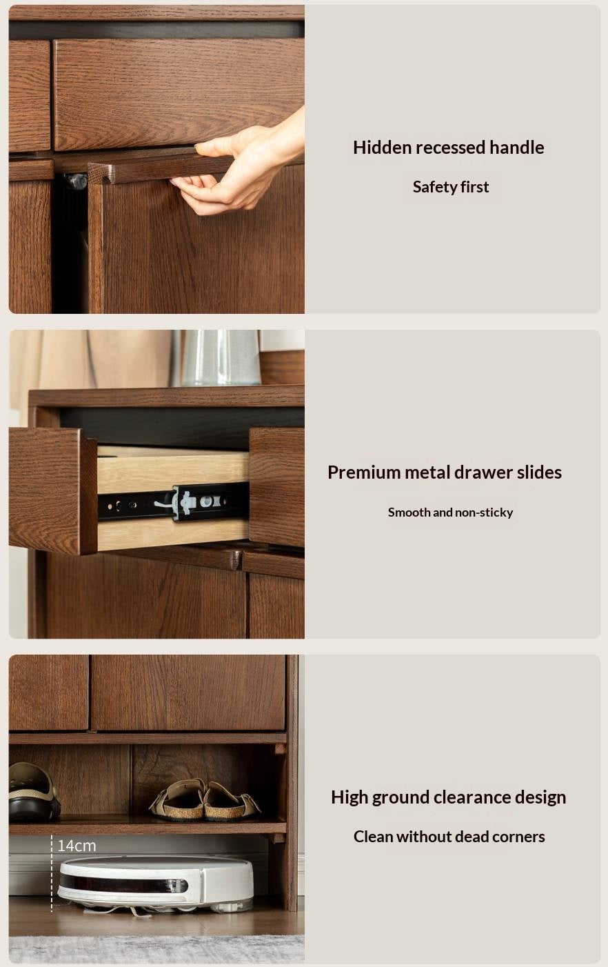 Oak Solid Wood Large Entryway Shoe Cabinet with Pegboard Hutch and Drawers, Walnut Finish
