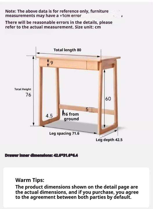Beech Solid Wood Small Narrow Desk