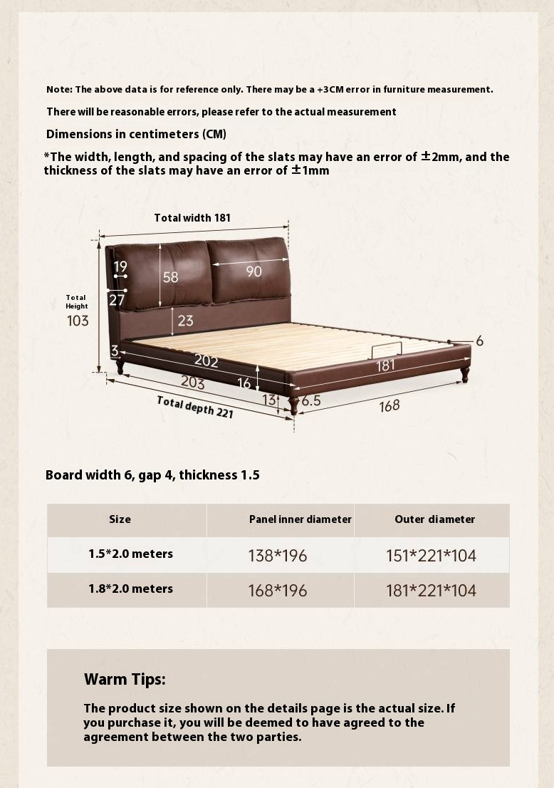 Leather Soft Upholstery, Light Luxury Bed American Retro Style