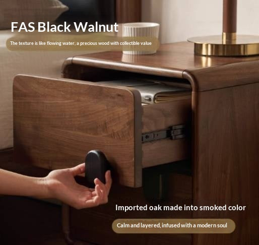 Black Walnut Solid Wood Nightstand