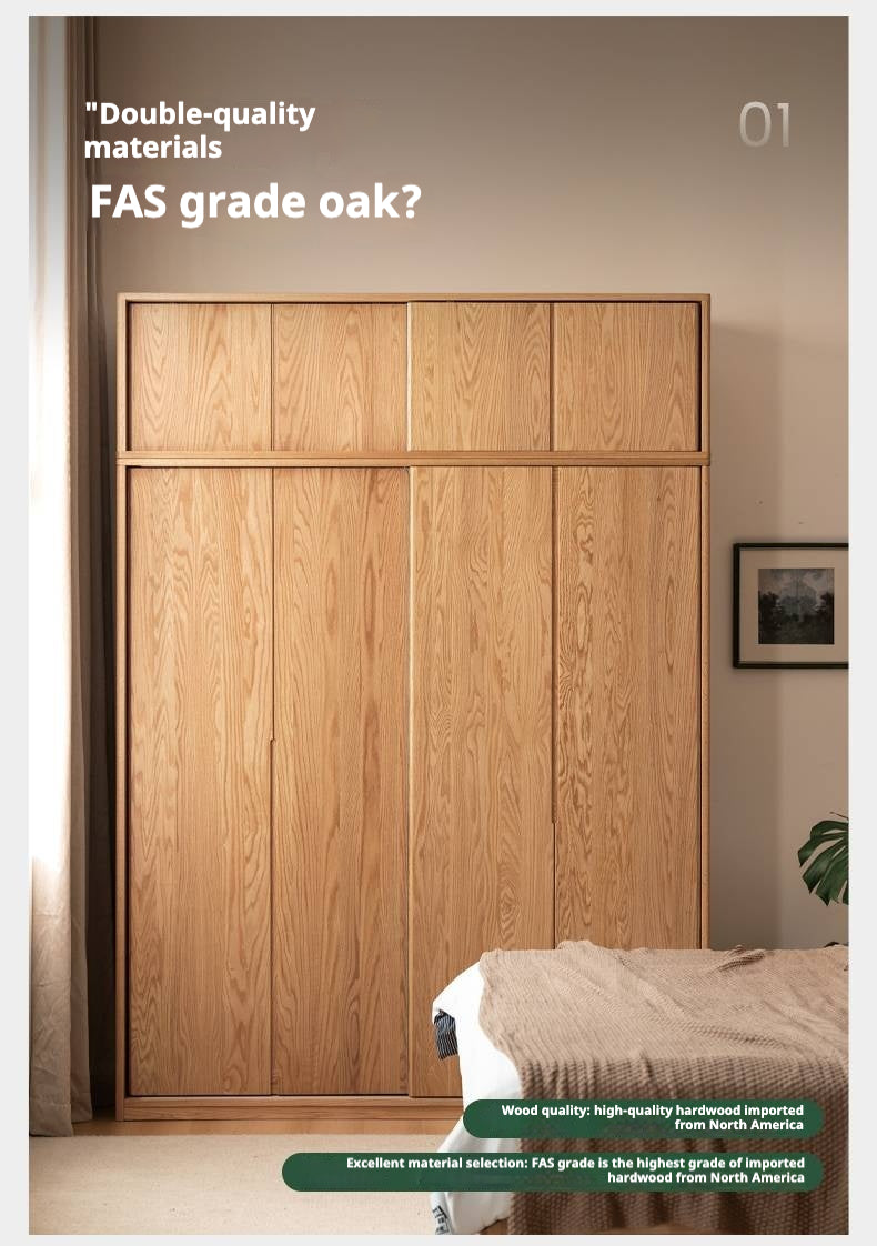 Oak Solid Wood Wardrobe Sliding Door.