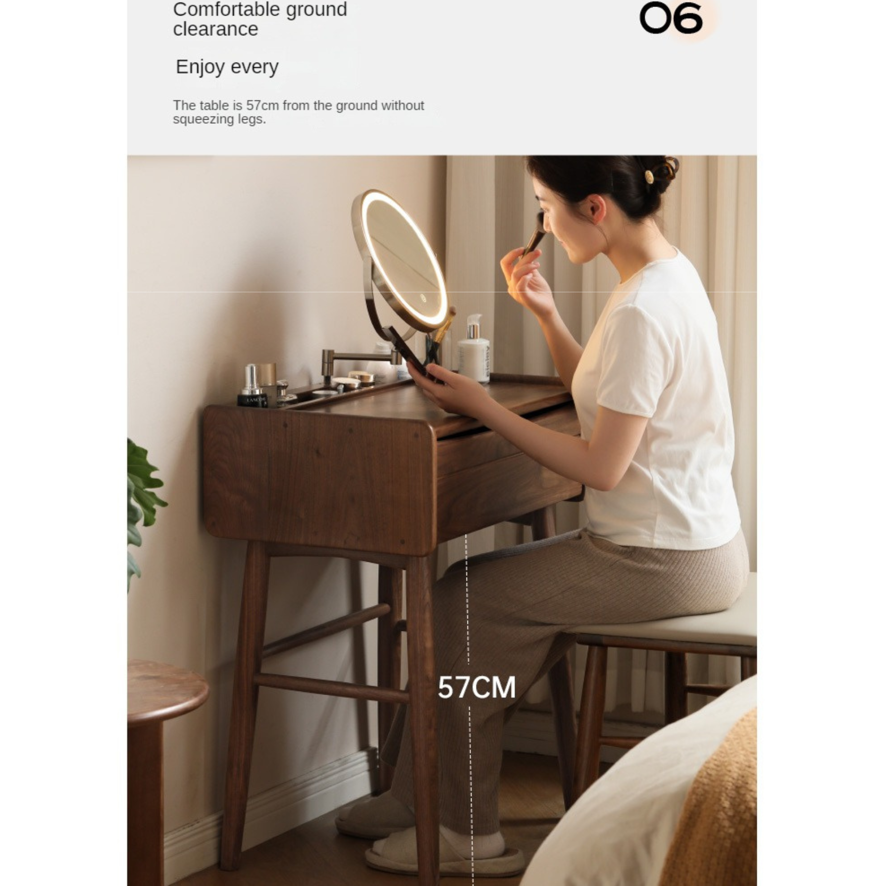 Black Walnut Solid Wood Dressing Table.