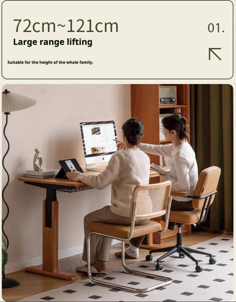 Cherry, Ash Solid Wood Electric Elevating Desk