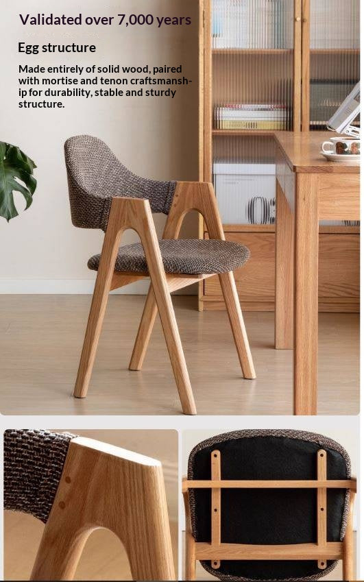 Black Walnut, Oak, Solid Rubberwood Chair with Soft Fabric/Leather Back